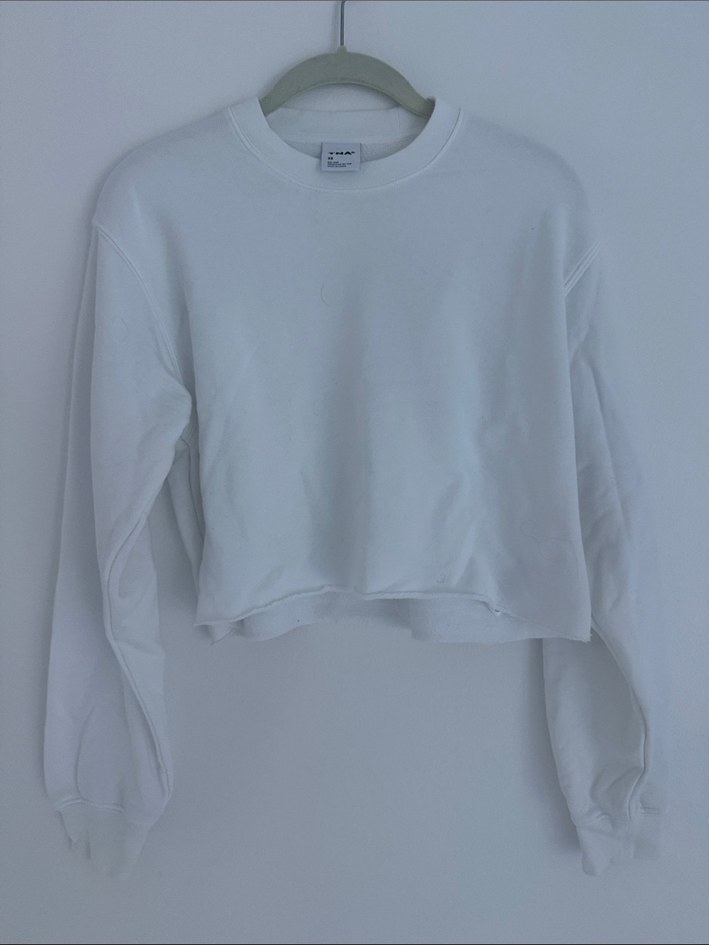 TNA Cropped White Crewneck Sweatshirt - Women